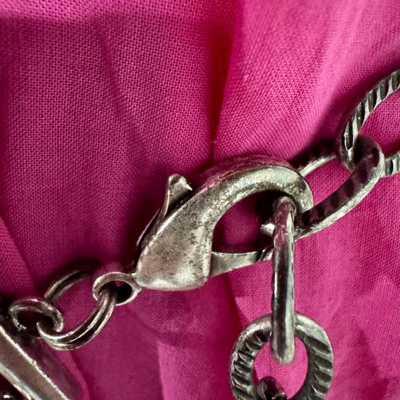 Silver Metal Boho Belt‎ Lobster Claw Clasp 39" Rhinestones Bohemian - Picture 9 of 11